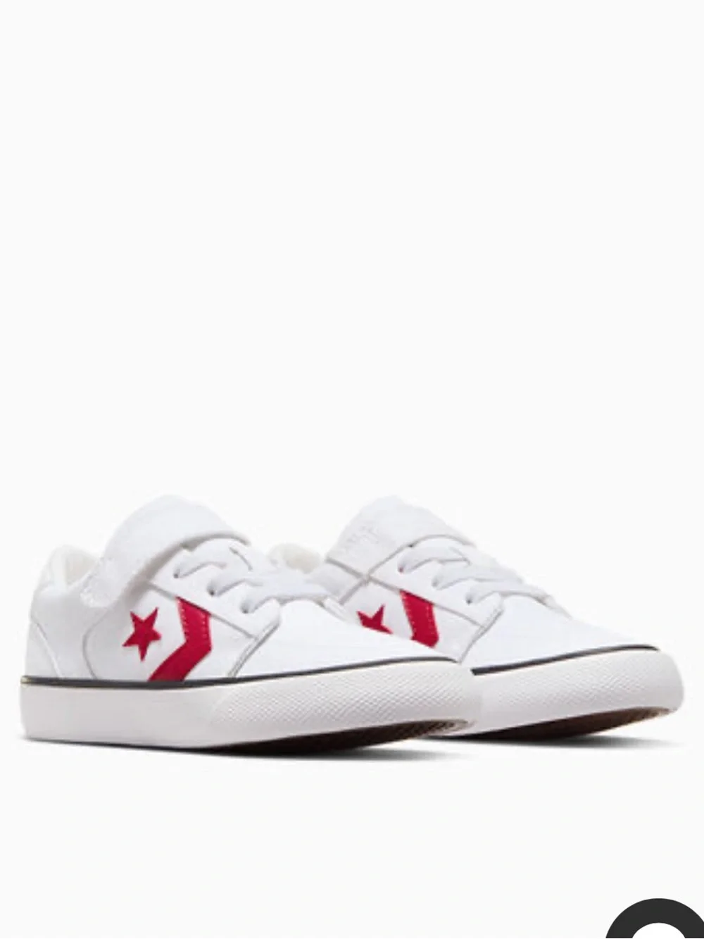 NWT Converse Belmont Kids Low Top Sneakers in White and Red Sz 10